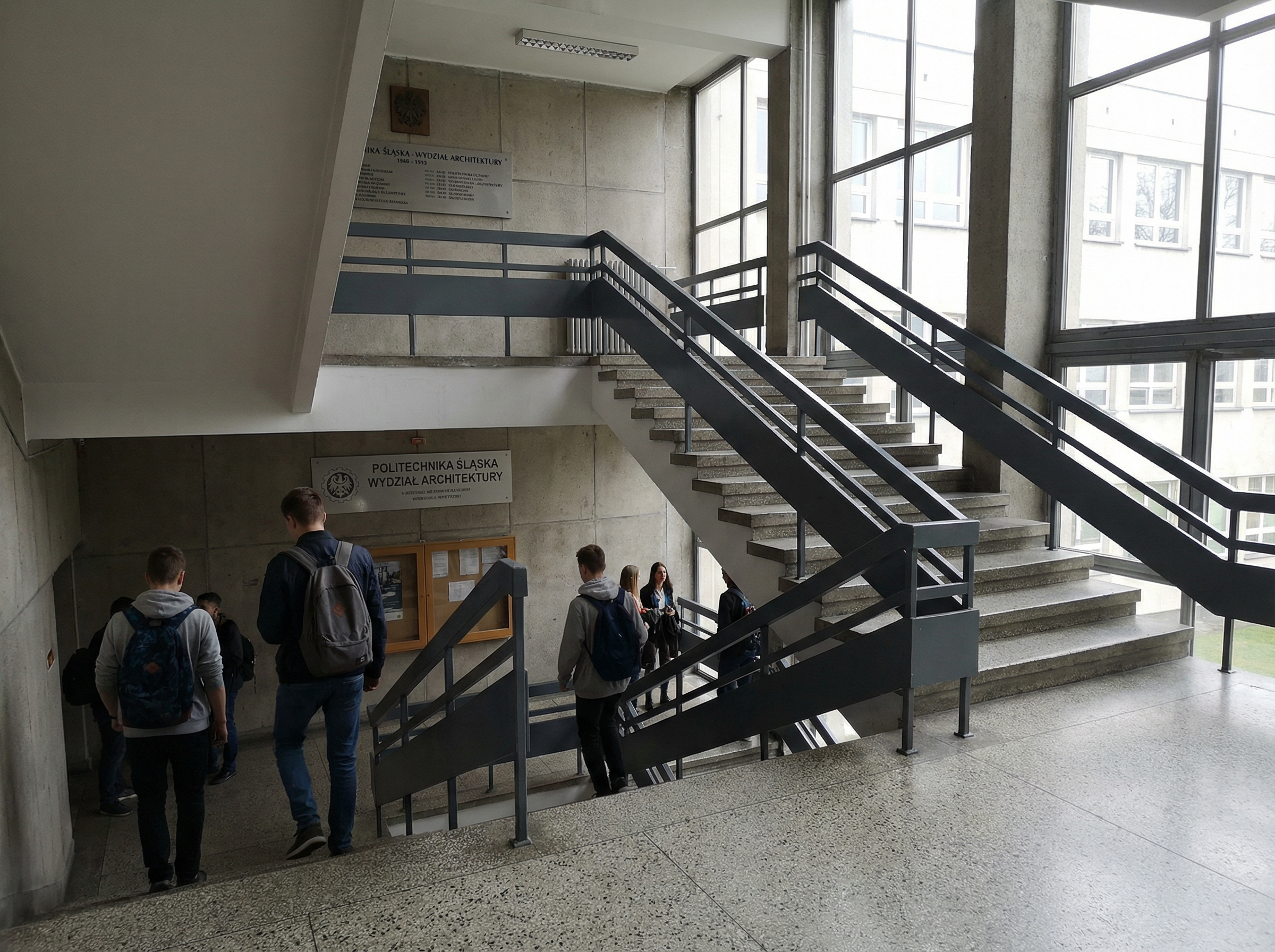 KLATKA SCHODOWA - Politechnika Śląska - Budynek Wydziału Chemicznego w Gliwicach